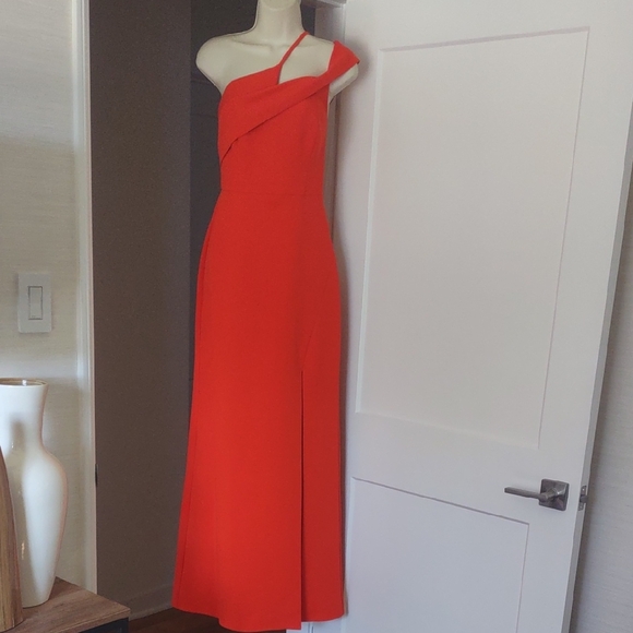 BCBGMaxAzria Dresses & Skirts - BCBGMaxAzria One-Shoulder Vibrant Orange Dress Size 8